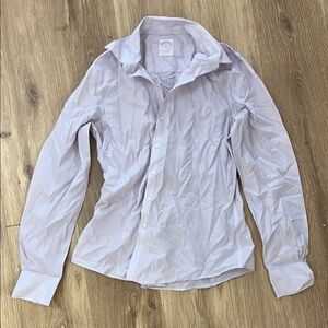 Brooks Brothers Purple/White Stripe Petite Tailored-Fit Cotton Dobby Shirt - 8P